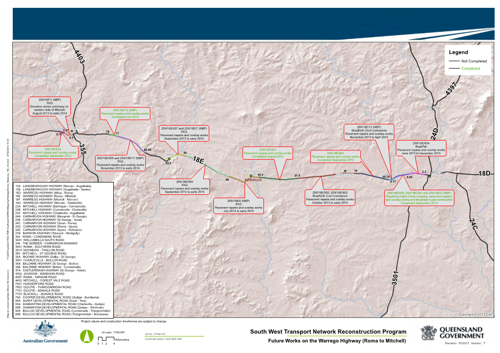 Future Works on the Warrego Highway (Roma to Mitchell): October 2013