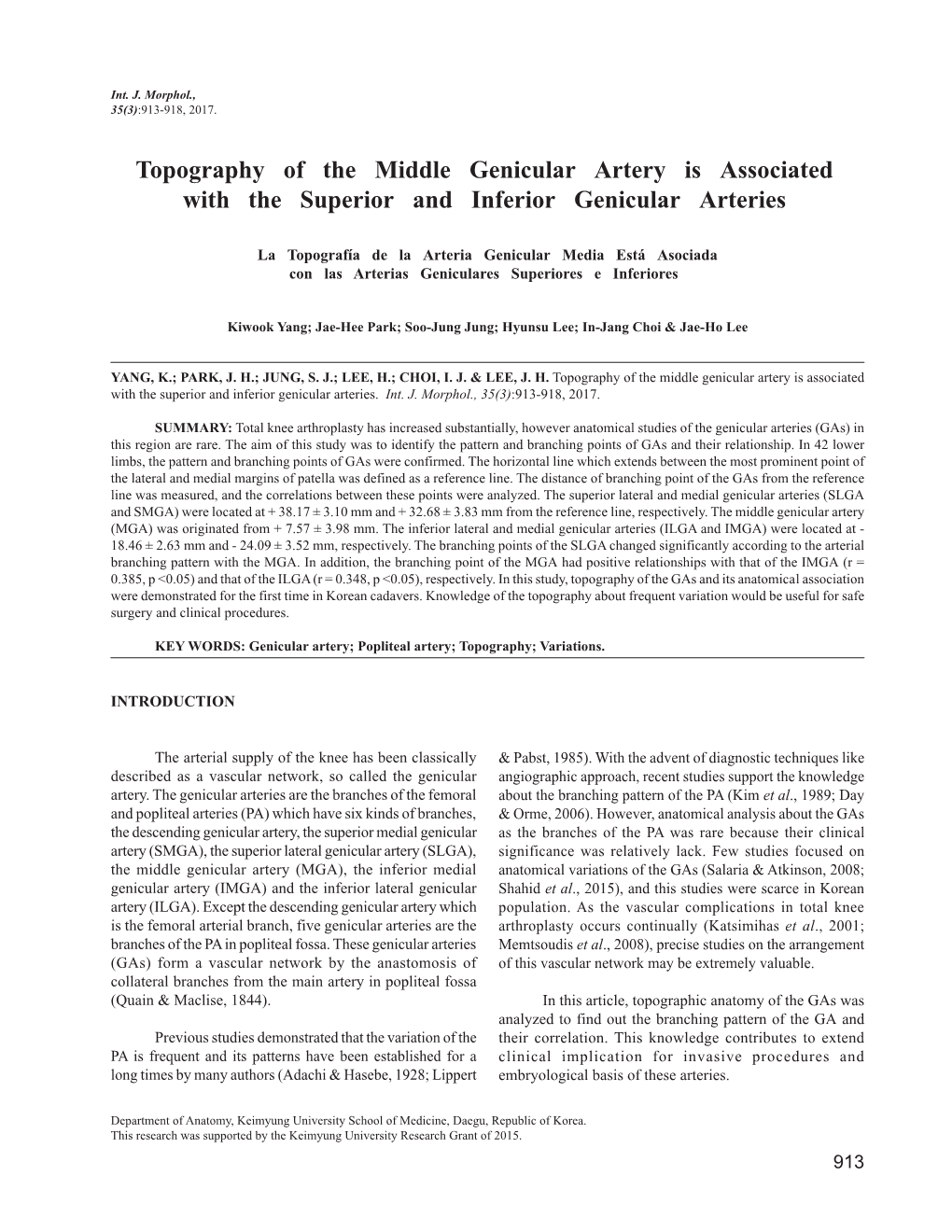 Topography of the Middle Genicular Artery Is Associated with the Superior and Inferior Genicular Arteries