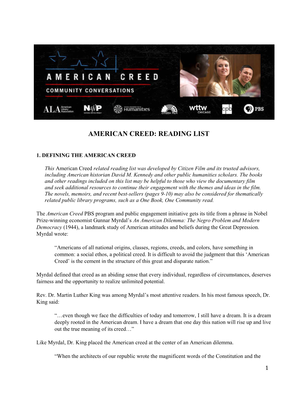 American Creed: Reading List