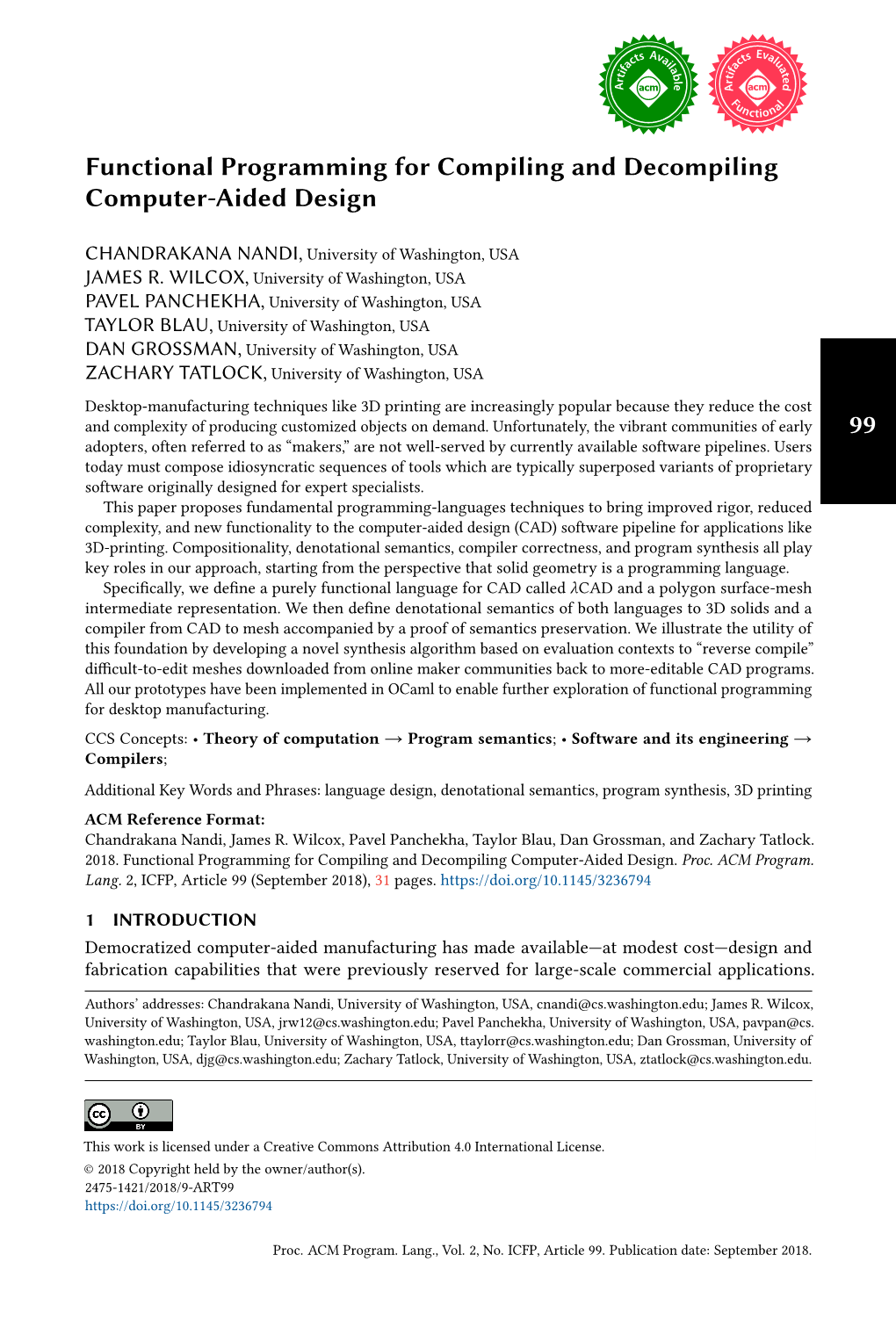 Functional Programming for Compiling and Decompiling Computer-Aided Design