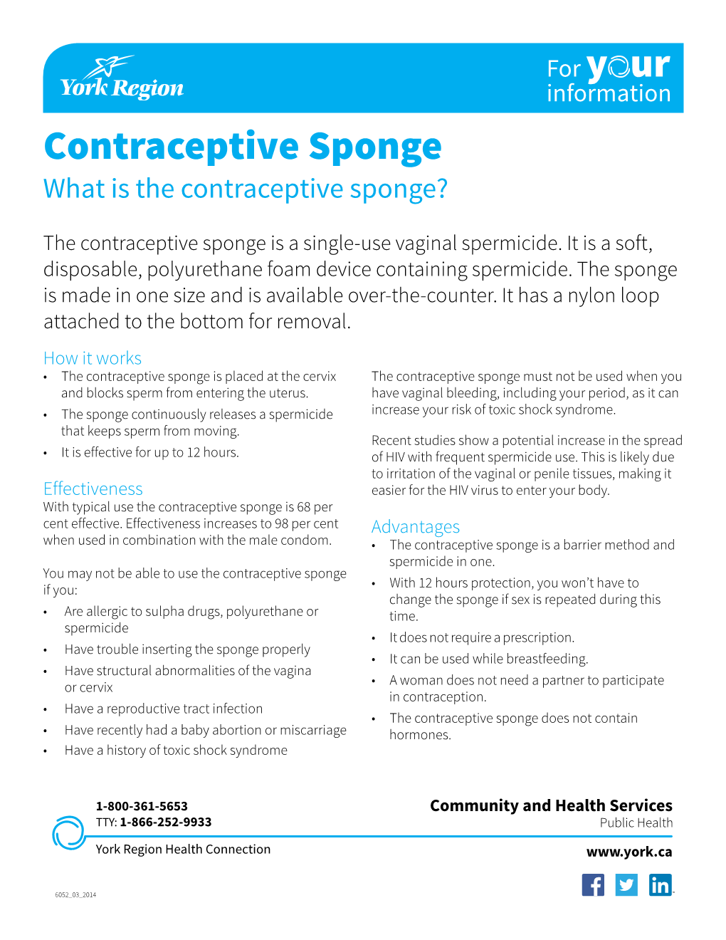 Contraceptive Sponge Fact Sheet