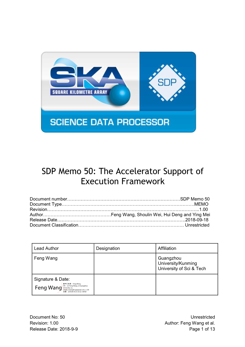 SDP Memo 50: the Accelerator Support of Execution Framework
