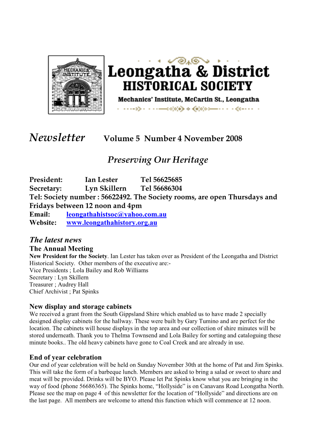 Newsletter November 2008 2