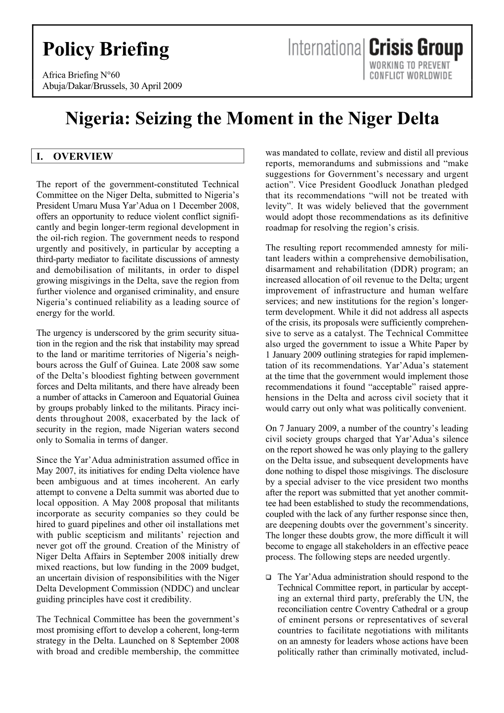 Nigeria: Seizing the Moment in the Niger Delta