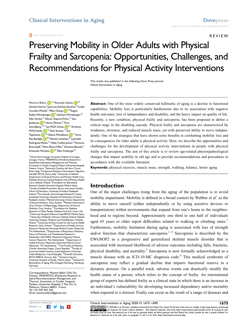 Preserving Mobility in Older Adults with Physical Frailty and Sarcopenia: Opportunities, Challenges, and Recommendations for Physical Activity Interventions