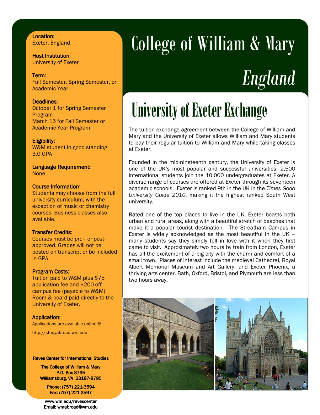 Exeter Info Sheet 09 10