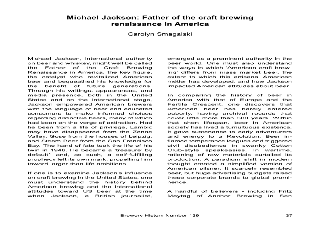 Michael Jackson: Father of the Craft Brewing Renaissance in America