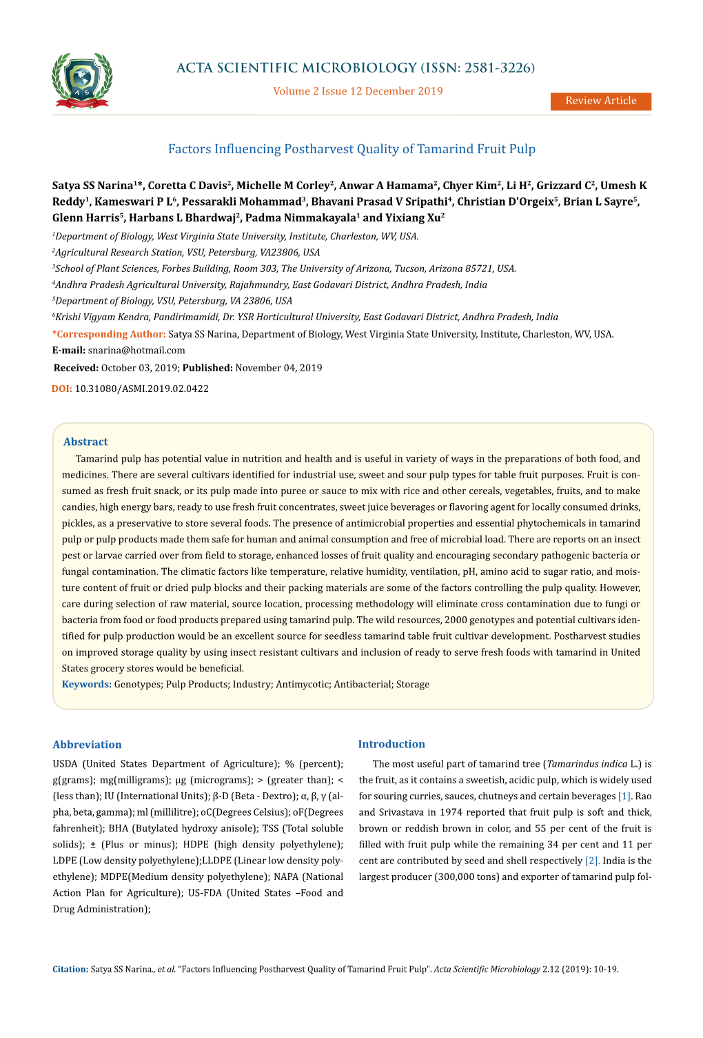 Factors Influencing Postharvest Quality of Tamarind Fruit Pulp