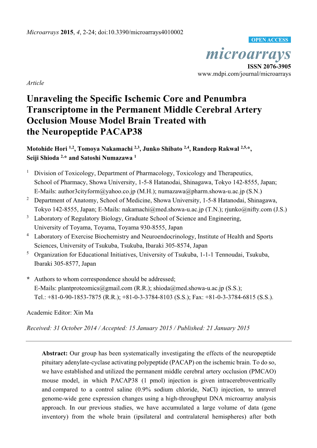 Unraveling the Specific Ischemic Core and Penumbra Transcriptome In