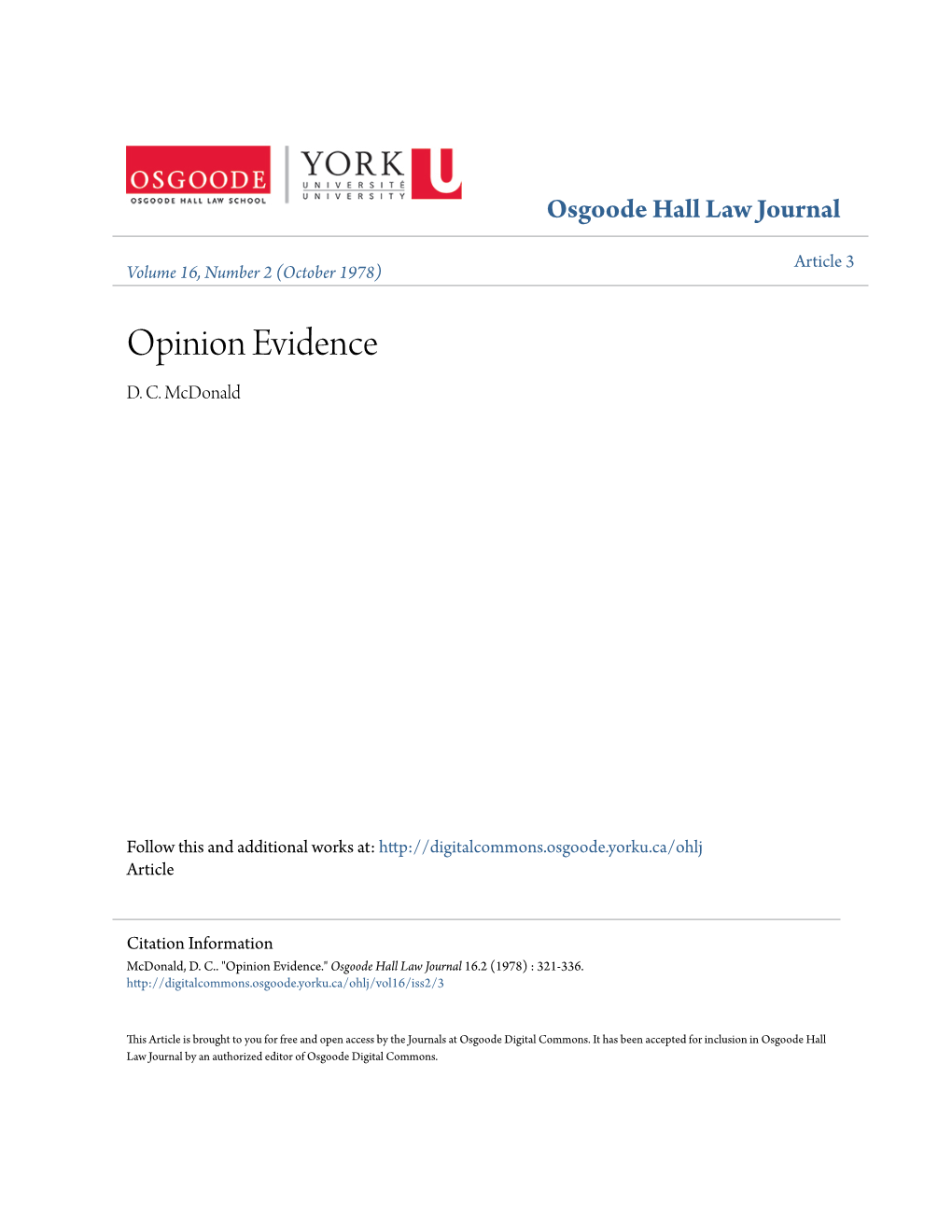 Opinion Evidence D