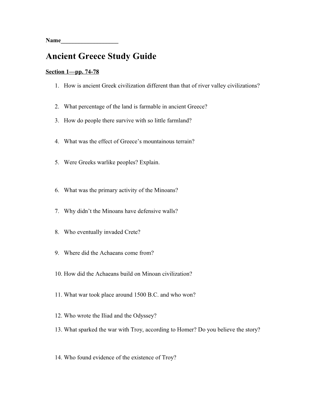 Ancient Greece Study Guide