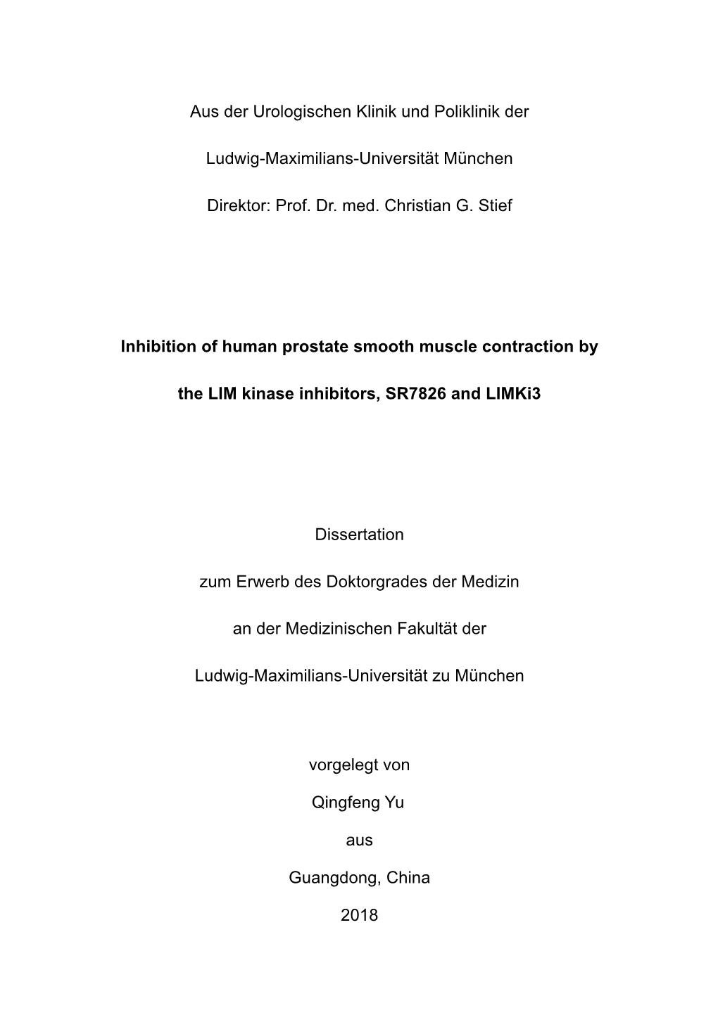 Inhibition of Human Prostate Smooth Muscle Contraction by the LIM Kinase Inhibitors, SR7826 and Limki3