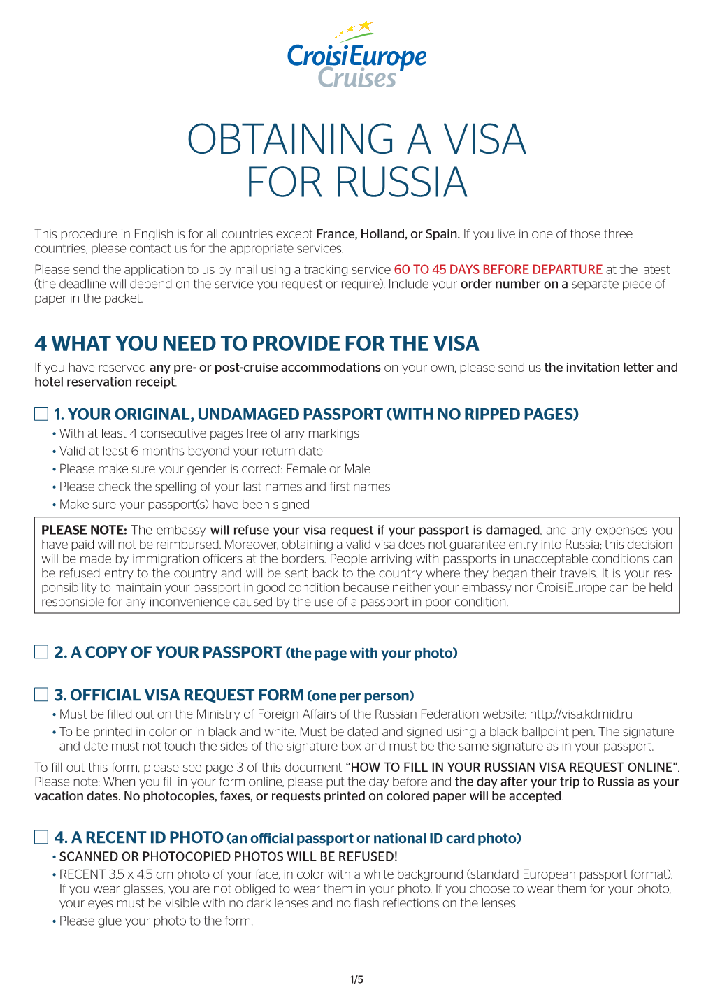 Obtaining a Visa for Russia