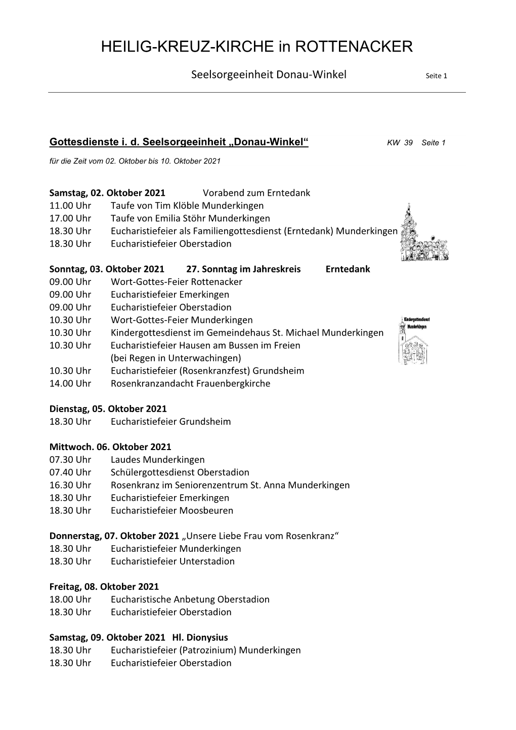 Pfarrbrief Heilig Kreuz Rottenacker