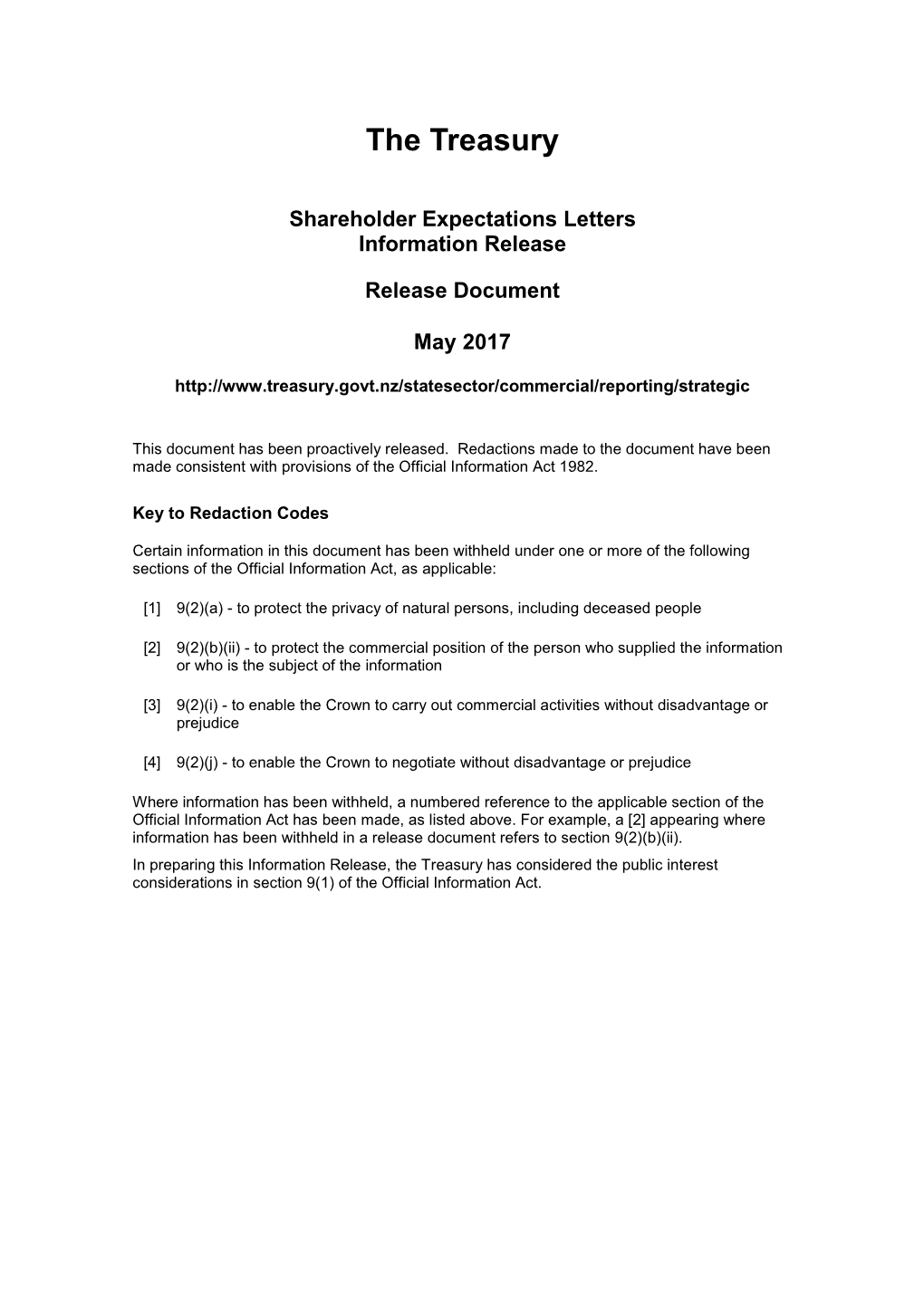 Letter of Expectation 2017/18 from the Shareholding Minister
