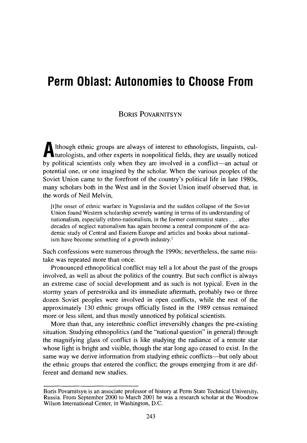 Perm Oblast: Autonomies to Choose From