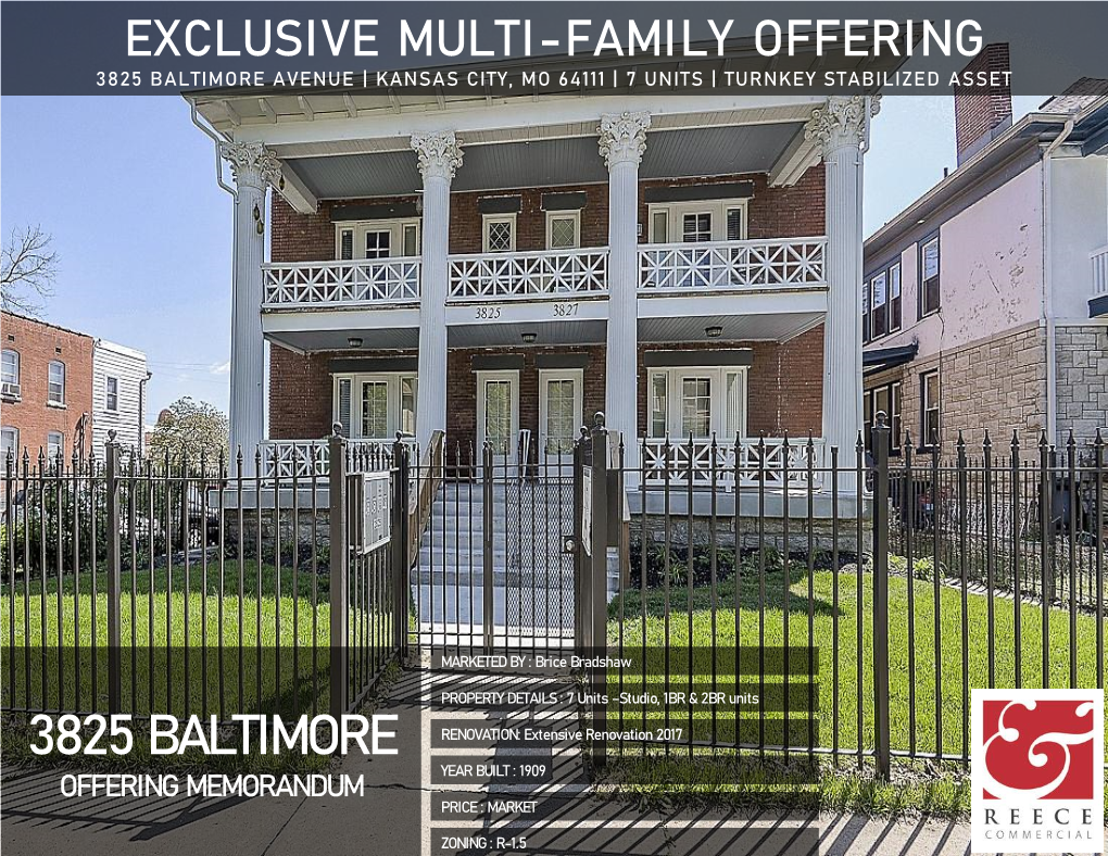 3825 Baltimore Avenue | Kansas City, Mo 64111 | 7 Units | Turnkey Stabilized Asset