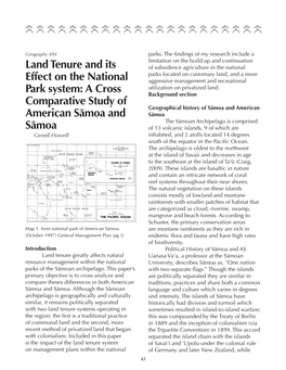 Land Tenure and Its Effect on National Park System