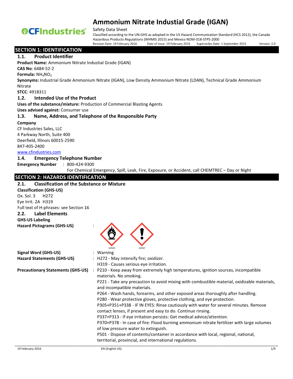 Ammonium Nitrate Industial Grade (IGAN)