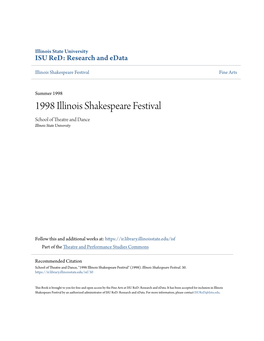 1998 Illinois Shakespeare Festival School of Theatre and Dance Illinois State University