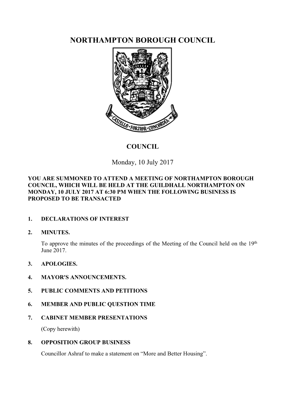Agenda Document for Council, 10/07/2017 18:30