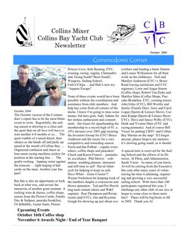 Commodores Corner Collins Mixer Collins Bay Yacht Club Newsletter