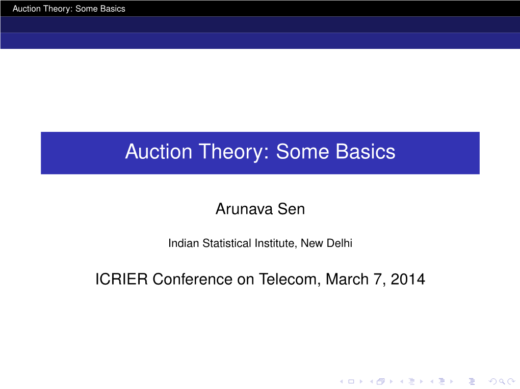 Auction Theory: Some Basics