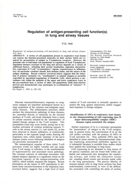 Regulation of Antigen-Presenting Cell Function(S) in Lung and Airway Tissues