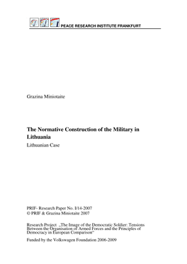 The Normative Construction of the Military in Lithuania Lithuanian Case