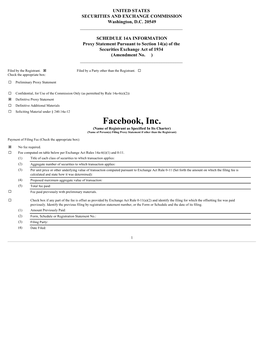 Facebook, Inc. (Name of Registrant As Specified in Its Charter) (Name of Person(S) Filing Proxy Statement If Other Than the Registrant)