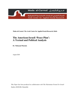 The American-Israeli 'Peace Plan': a Textual and Political Analysis