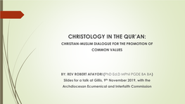 Christian-Muslim Dialogue on Christology