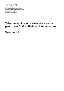 Telecommunications Networks – a Vital Part of the Critical National Infrastructure Version