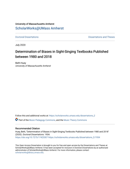 Determination of Biases in Sight-Singing Textbooks Published Between 1980 and 2018