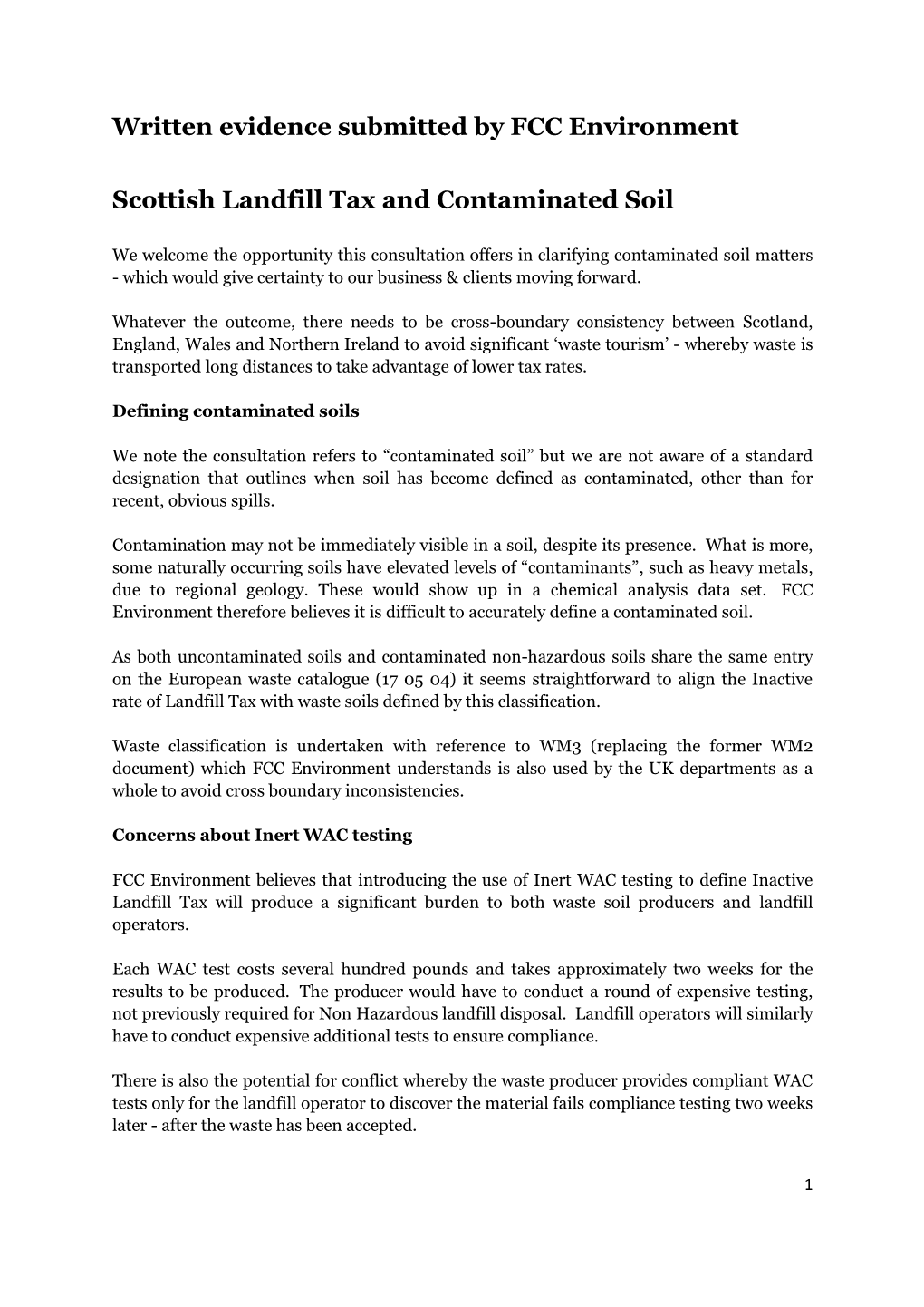Written Evidence Submitted by FCC Environment Scottish Landfill Tax