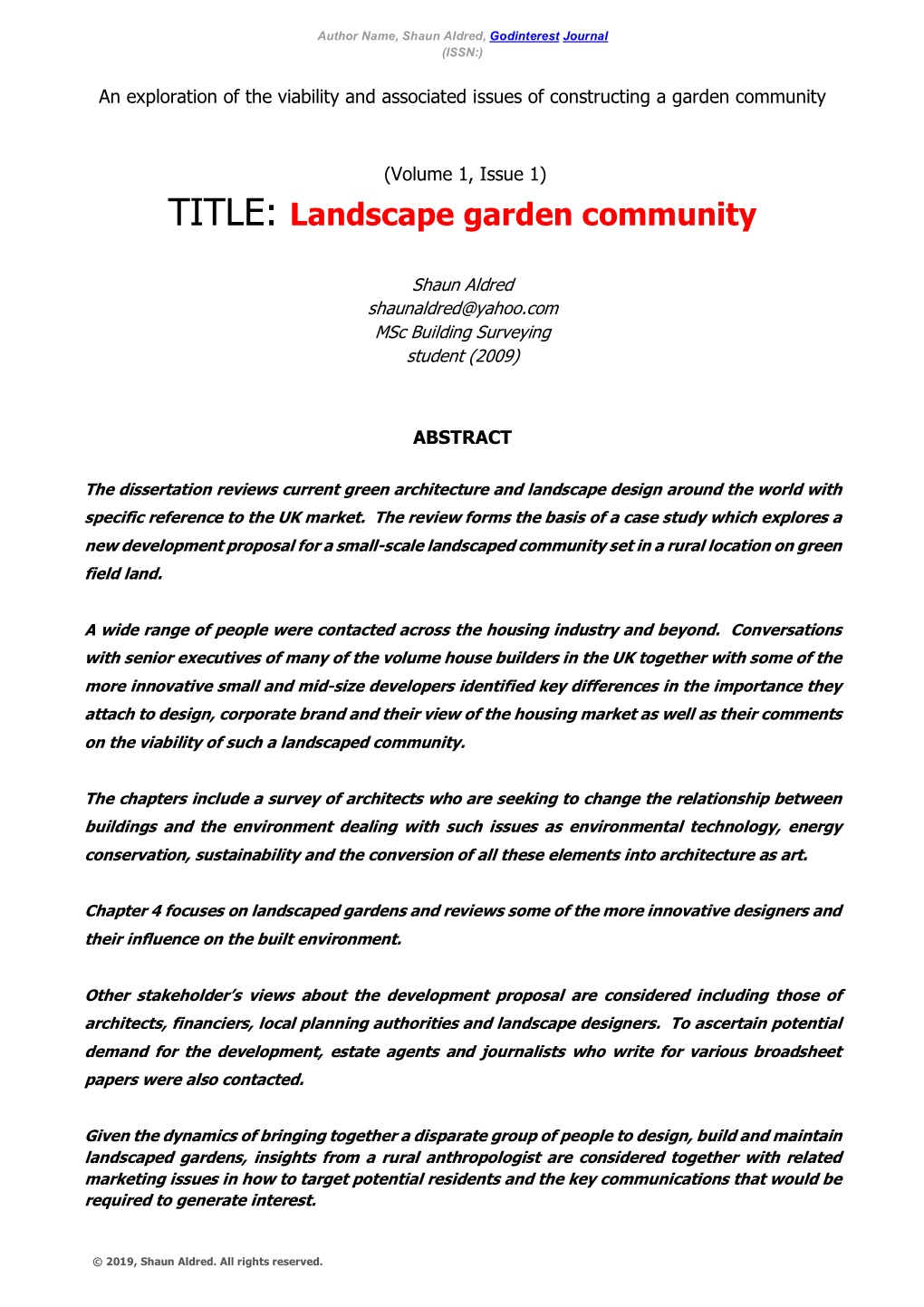 Landscape Garden Community