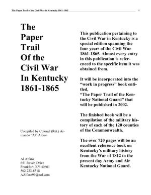 The Paper Trail of the Civil War in Kentucky 1861-1865 1