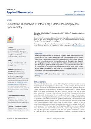 Quantitative Bioanalysis of Intact Large Molecules Using Mass Spectrometry