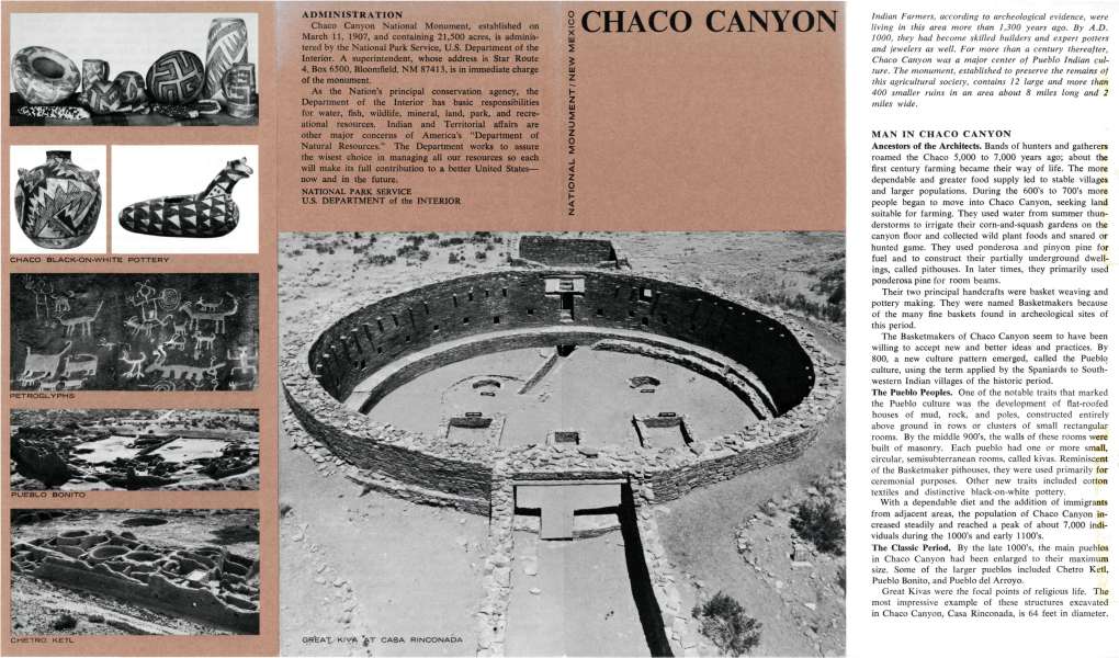 Chaco Canyon National Monument, Established on O CHACO CANYON Living in This Area More Than 1,300 Years Ago