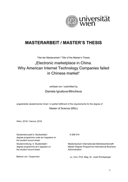 Masterarbeit / Master's Thesis