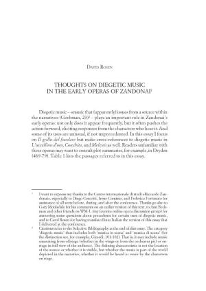 Thoughts on Diegetic Music in the Early Operas of Zandonai1