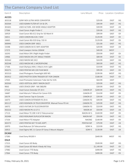 The Camera Company Used List