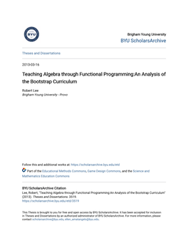 Teaching Algebra Through Functional Programming:An Analysis of the Bootstrap Curriculum