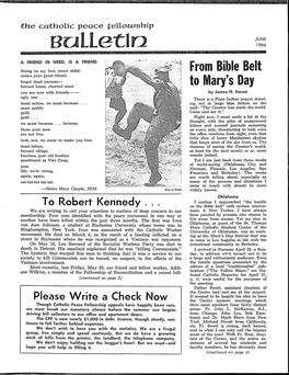 Catholic Peace Fellowship Bulletin, June 1966
