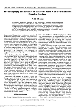 The Stratigraphy and Structure of the Moine Rocks N of the Schiehallion Complex, Scotland