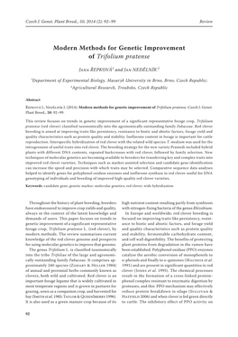 Modern Methods for Genetic Improvement of Trifolium Pratense