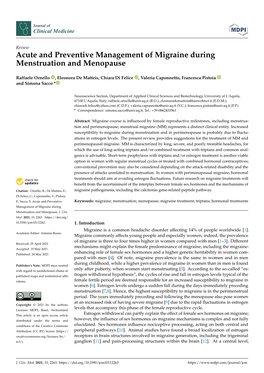 Acute and Preventive Management of Migraine During Menstruation and Menopause
