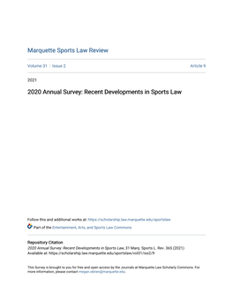 Recent Developments in Sports Law