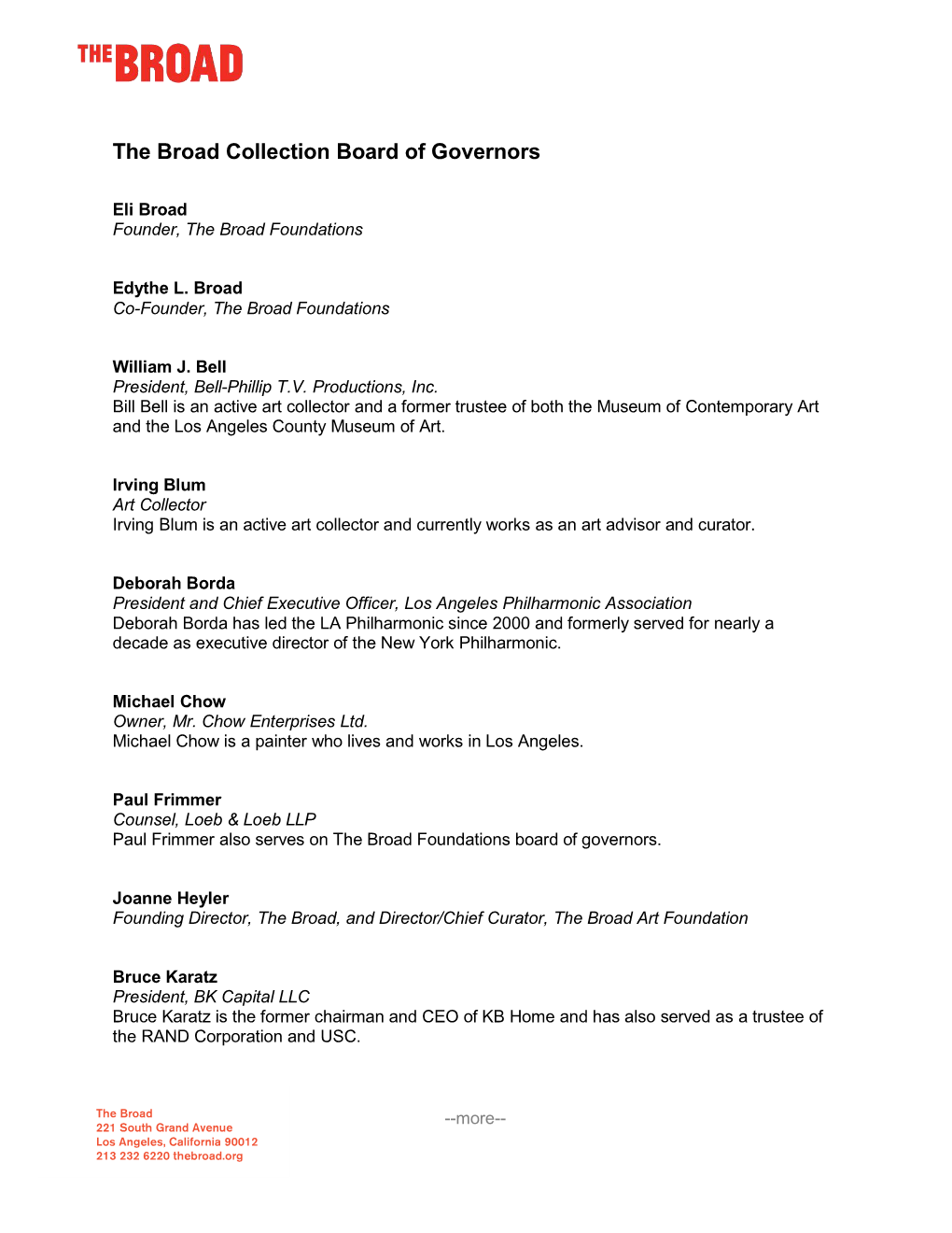 The Broad Collection Board of Governors