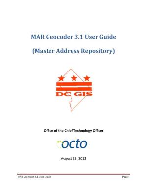 MAR Geocoder 3.1 User Guide (Master Address Repository)